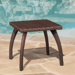Luminant - Outdoor Side Table With Iron Frame - Brown - Best Buy Furniture