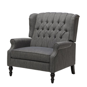 Oversized Tufted Wingback Fabric Push Back Recliner