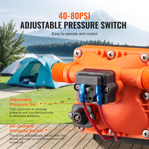 12V Diaphragm Water Pump, 3 GPM (11.36 L/min)