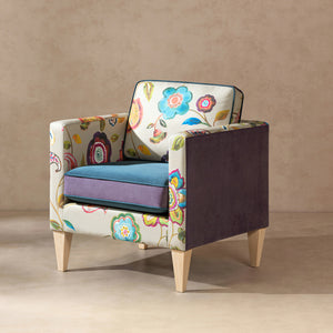 Mamba 28-Inch Patchwork Accent Chair, Purple Velvet