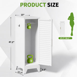 47.2" Narrow Metal Storage Closet with Louvered Door