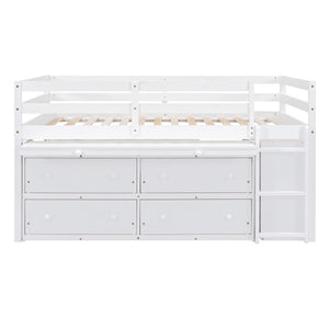 Loft Bed With Retractable Writing Desk And 4 Drawers, With Lateral Portable Desk And Shelves