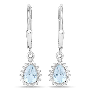2.00 Carat Genuine Blue Topaz and White Topaz .925 Sterling Silver Jewelry Set