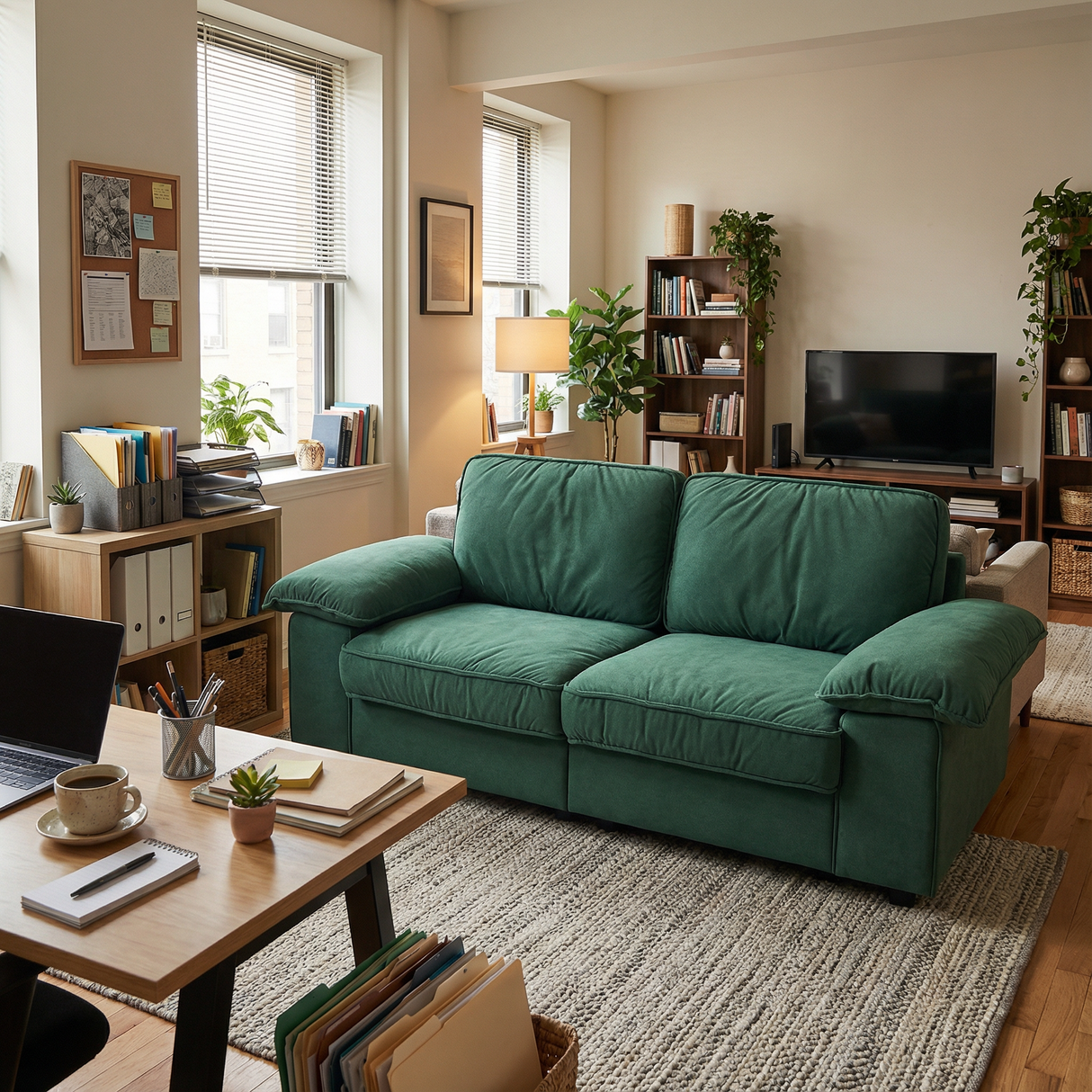 Modern Green Velvet Storage Sofa (2.5S) 78.74 Inch