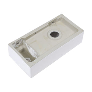 Modern Ceramic Rectangle Wall Mount Bathroom Sink With Single Faucet Hole - White