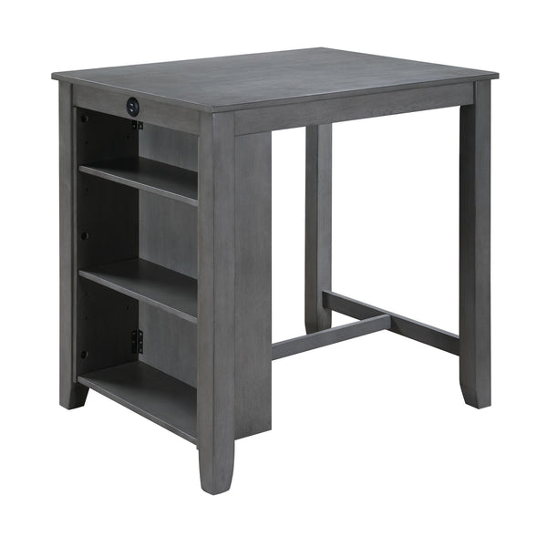 Graham - Small Space Counter Height Dining Table With USB Charging Ports And Shelves