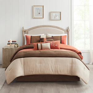 7 Piece Faux Suede Comforter Set - Coral King