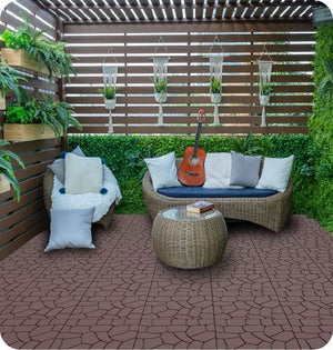 New Stone Texture 12" Patio Deck Tiles, 44pcs