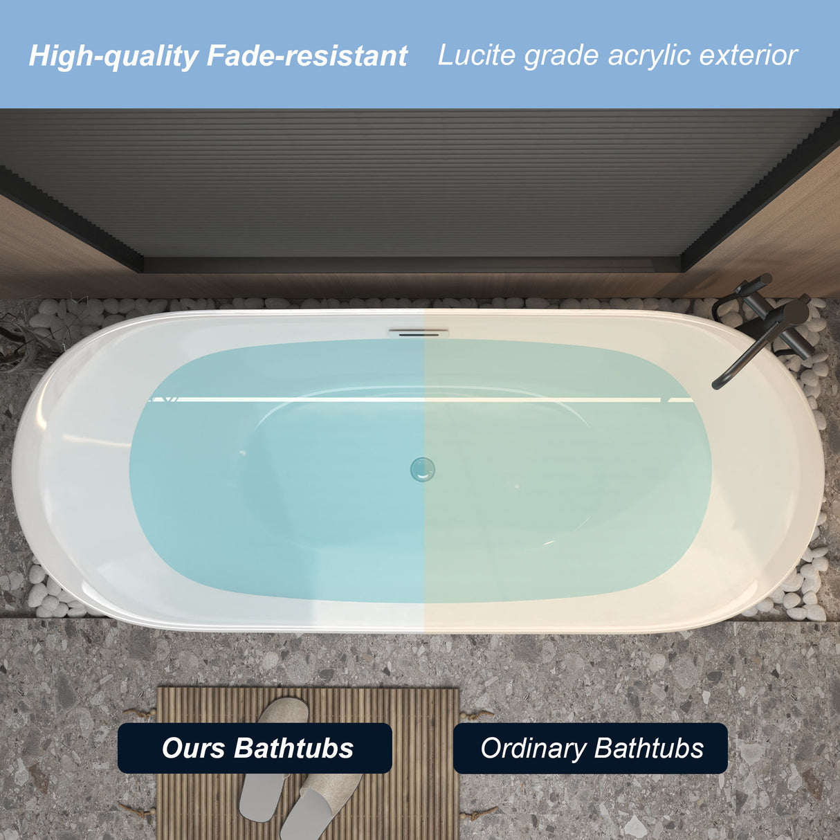 Freestanding Tub With Overflow And Pop Up Drain, Ergonomic Design