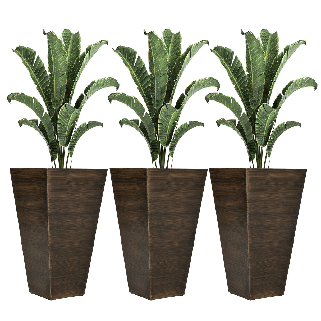 Outsunny 28" Tall Outdoor Planters - Set of 3 Large Tapered Planters