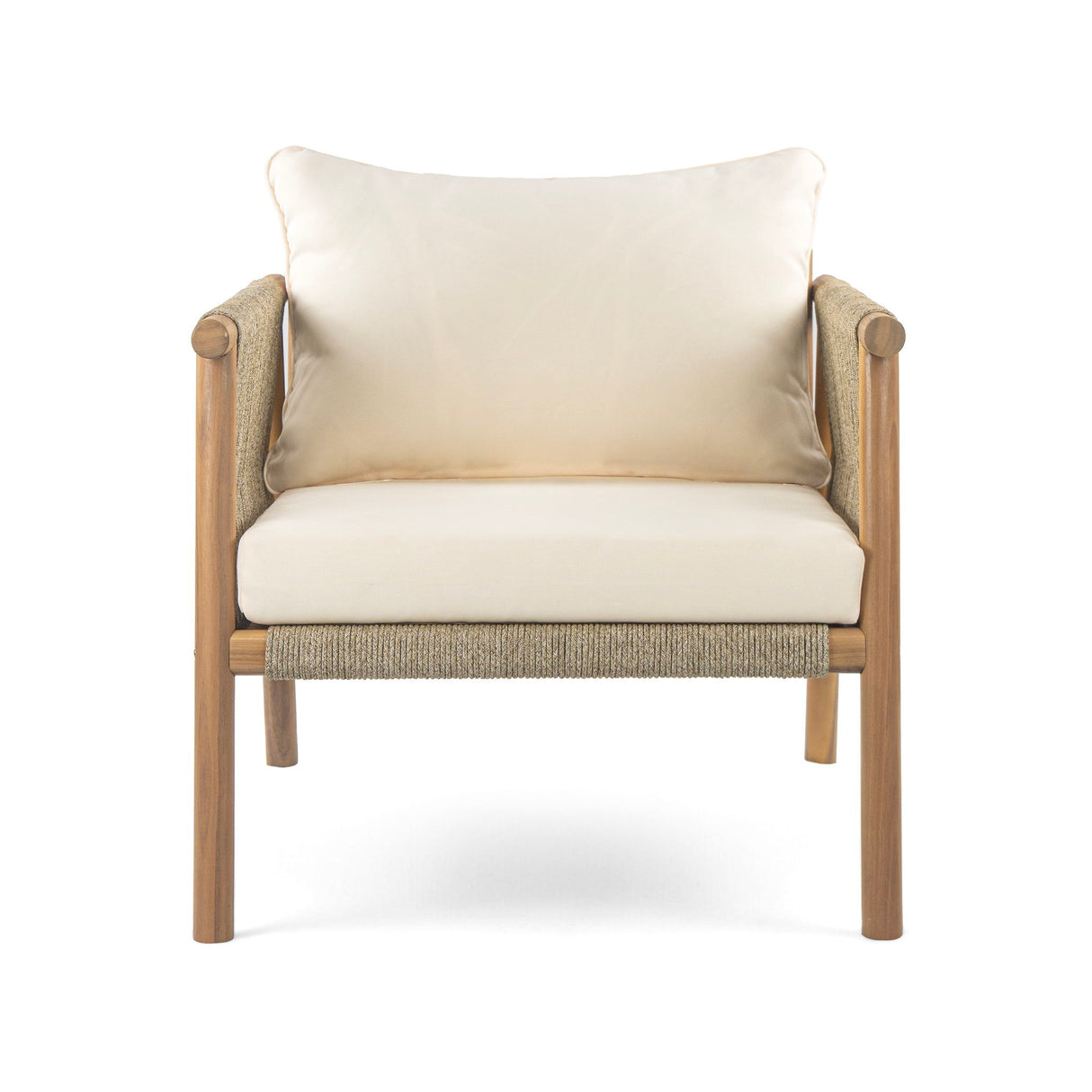 Modern Outdoor Woven Lounge Chair With Solid Frame And Cushions