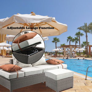 Salena - All Weather Wicker Patio Sofa & Ottoman With 2 Toss Pillows - Beige / Gray - Best Buy Furniture