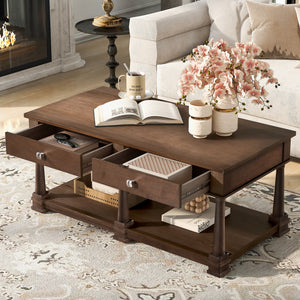 VIBE HAUS Farmhouse Wooden Coffee Table