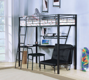 Senon - Twin Loft Bed With Desk - Black / Silver - Best Buy Furniture
