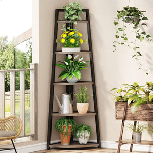 Tall 5 Tier Corner Bookshelf For Living Room