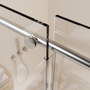 Frameless Single Sliding Soft Close Shower Doors, 5/16" Sgcc Tempered Glass
