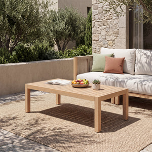 47.24" Outdoor Patio Acacia Solid Wood Coffee Table (Light Teak)