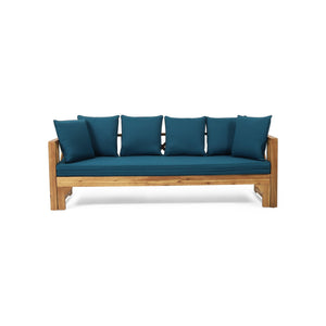 Outdoor Daybed With X-Shaped Panel Backrest And Armrests - Teak - Best Buy Furniture