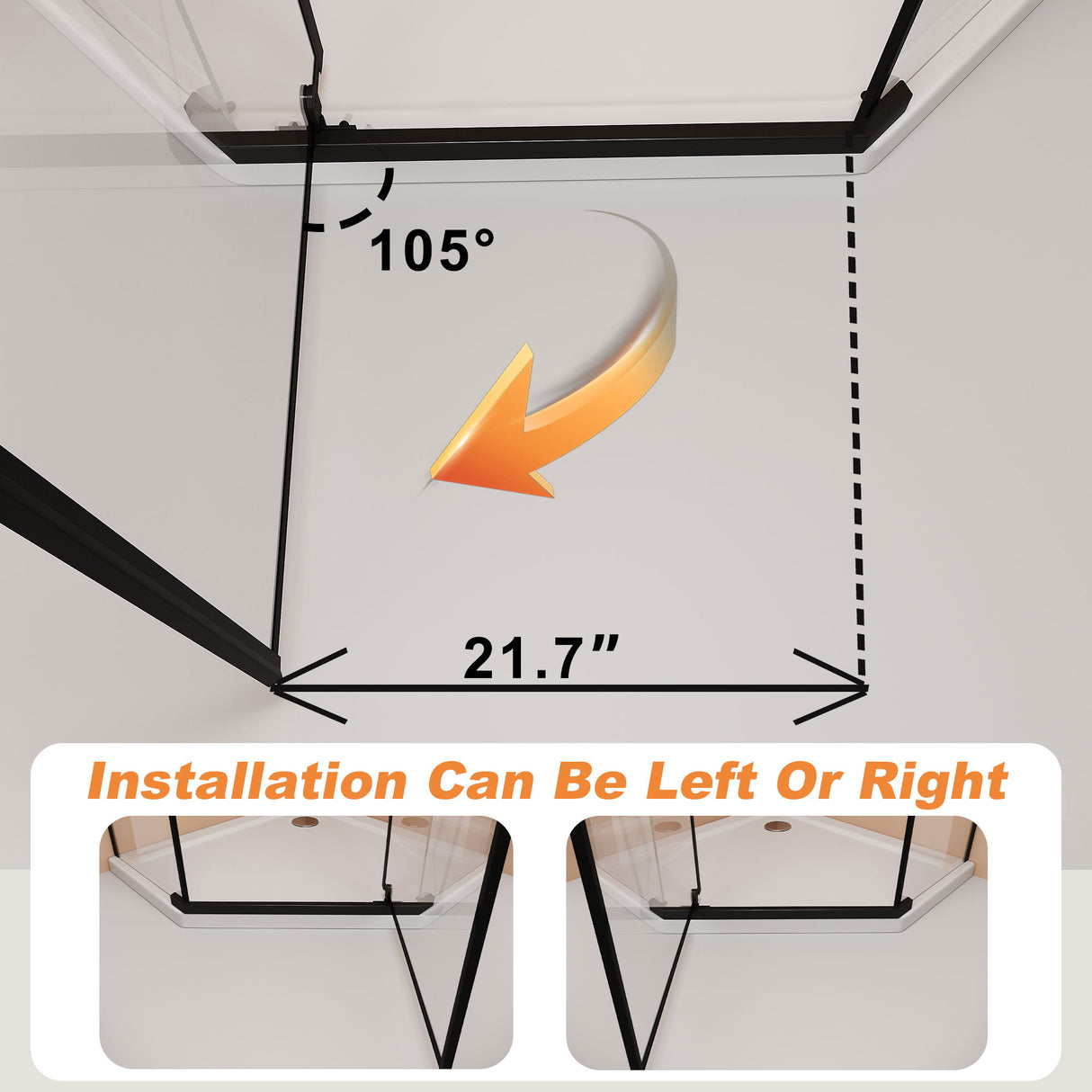 Frameless Neo Angle Shower Door WithTempered Glass