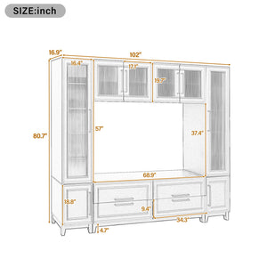 Wall Unit Modern Entertainment Center With Glass Doors