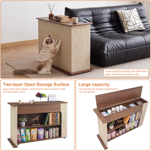 2-in-1 Cat Scratcher Side Table with Hidden Storage - MDF