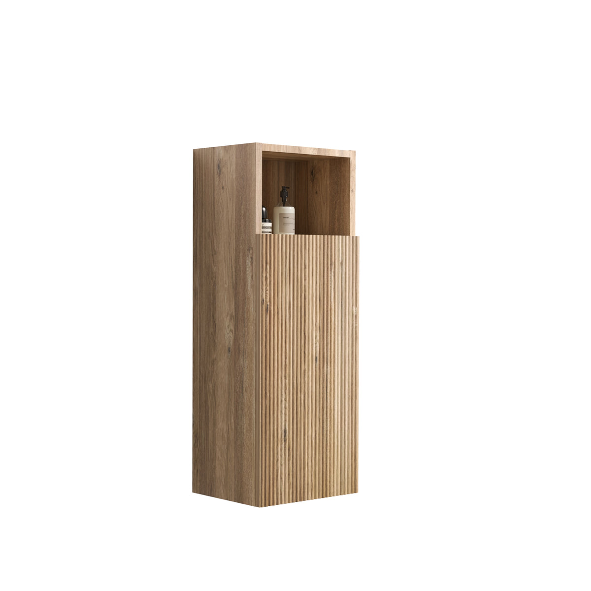 Rough Oak Wall-Mounted Bathroom Storage Cabinet, 12-Inch
