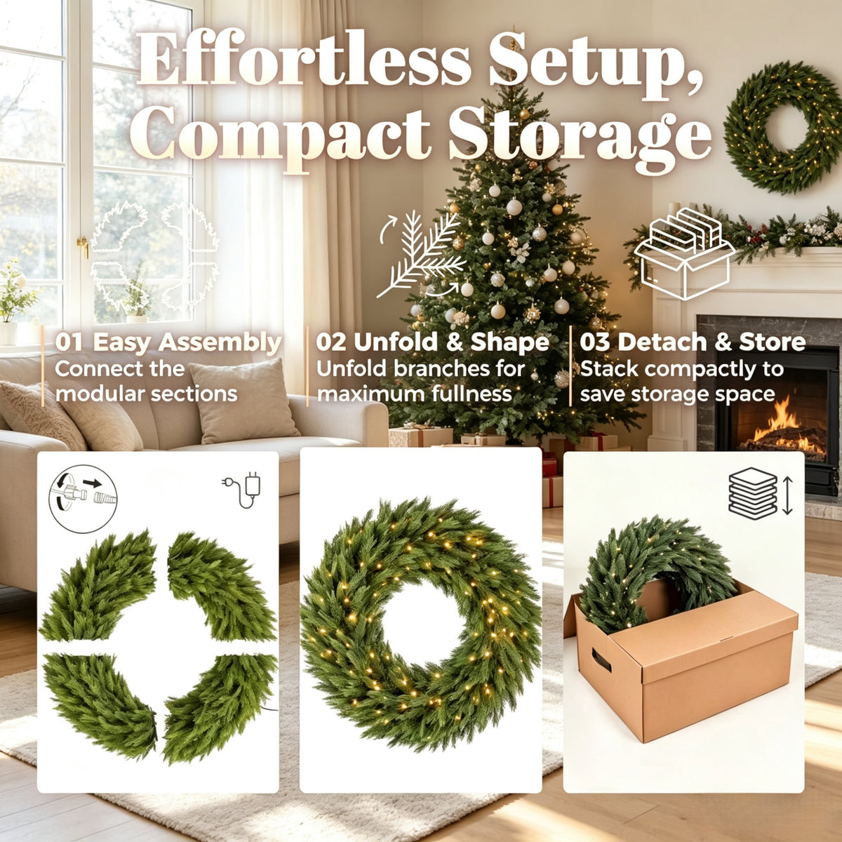 48in Pre-Lit Norwegian Spruce Christmas Wreath
