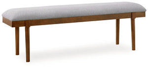 Lyncott - Large Upholstered Dining Room Bench - Gray / Brown - Best Buy Furniture