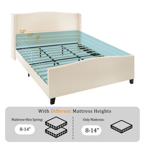 Platform Bed Frame With Tall Headboard And High Footboard