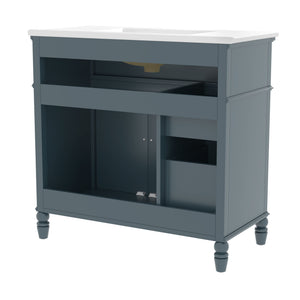 Bathroom Vanity With Sink, 2 Doors 2 Drawers, Freestanding Design