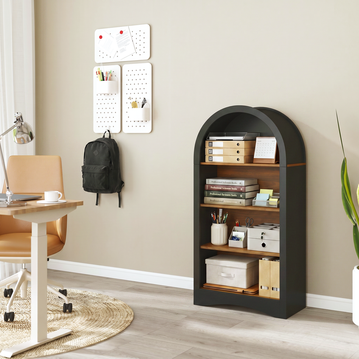 47" Freestanding Display Rack with Woodgrain Shelves