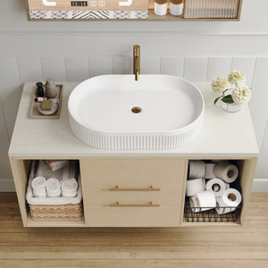 Modern 39.3 Wall-Mounted Bathroom Vanity with Ceramic Sink