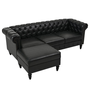 U-style 85" Modern 4-Seater L-Shaped Sectional Sofa with Storage Ottoman