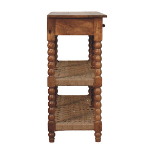 Solid Wood Spindle Woven Console