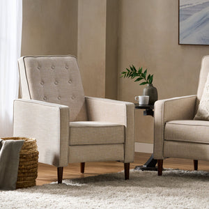 Mid-Century Modern Recliner With Button Tufted Waffle Stitch