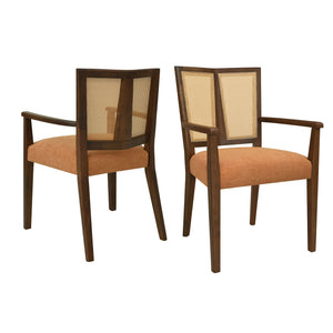 Mid Century Modern Arm Dining Chair Set With Rattan Backrest - Best Buy Furniture