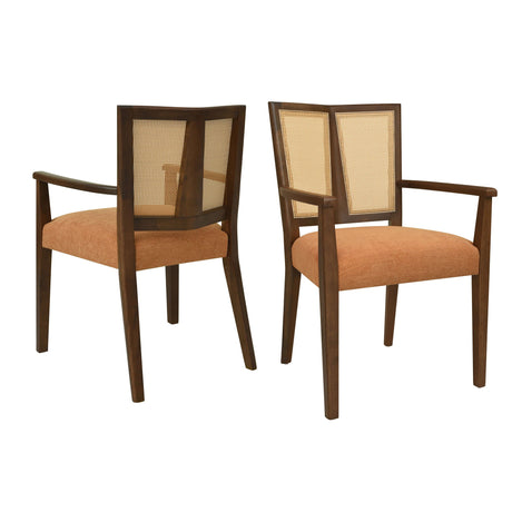 Mid Century Modern Arm Dining Chair Set With Rattan Backrest - Best Buy Furniture
