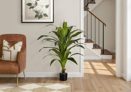 47" Tall, Artificial Plant, Dracaena Tree, Indoor, Faux, Fake, Floor, Greenery, Potted, Real Touch, Decorative - Green / Black - Best Buy Furniture