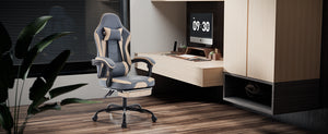 Gaming Chair with Footrest and Massage Lumbar Support