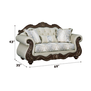 Pierce - Loveseat With 3 Pillows - Beige / Cherry - Best Buy Furniture