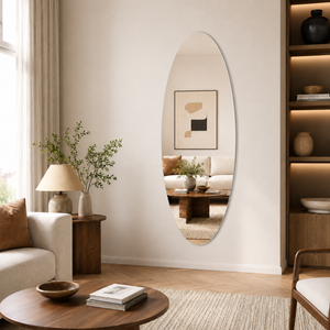 65" x 21" Modern Oval Full Length Wall Mirror, HD Copper-Free