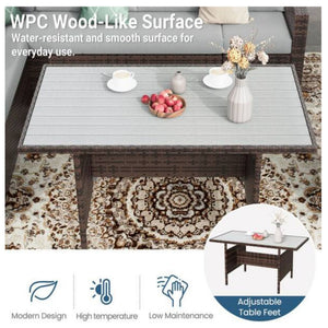 7 Piece Outdoor Dining Set With Cushions, Modular Sectional Sofa And Table