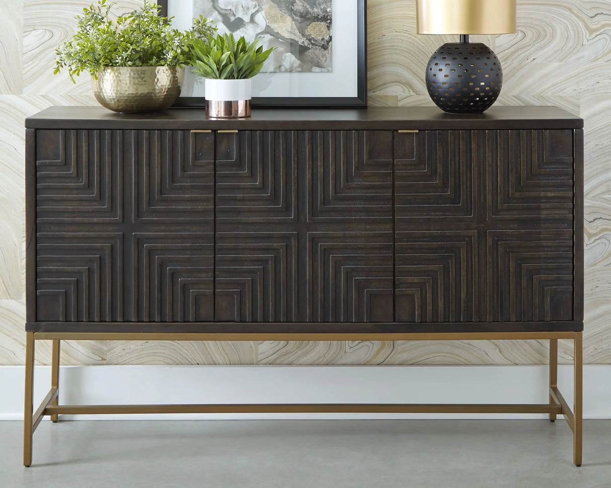 Elinmore - Accent Cabinet - Brown / Gold Finish - Best Buy Furniture