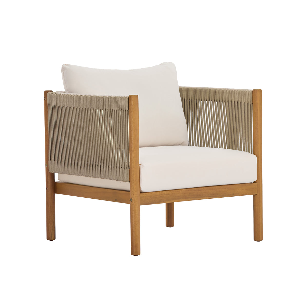 Outdoor Club Chair Set of 2 with Acacia Wood Frame in Teak Look