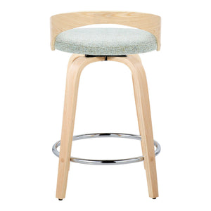 Grotto - Contemporary Fixed Height Counter Stool & Swivel, Round Footrest (Set of 2)
