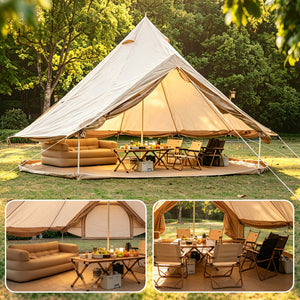 Oxford Bell Tent for Family Camping - Spacious 13.1ft Yurt with Stove Jack