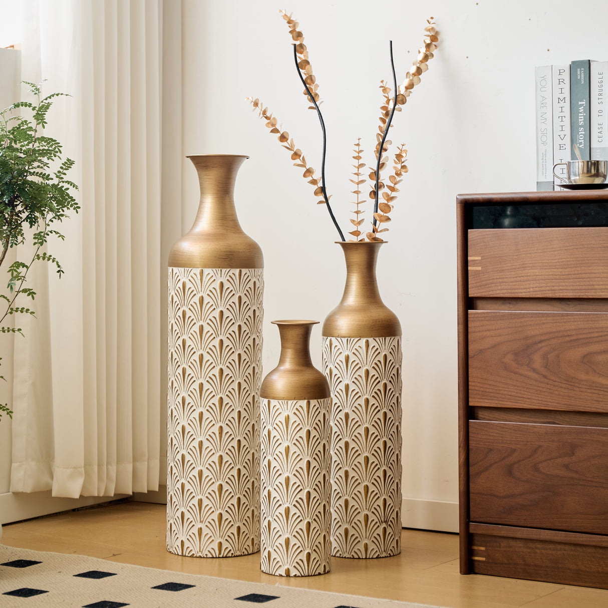 Decorative Metal Vases, Set of 3