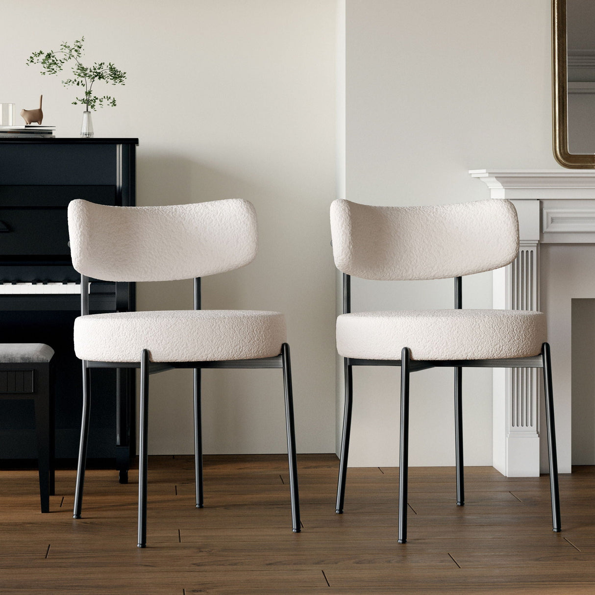 Mid-Century Modern Dining Chair With Curved Backrest