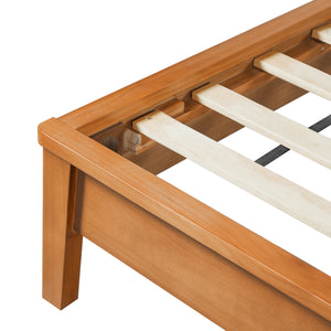 King Size Solid Wood Platform Bed with Curved Headboard
