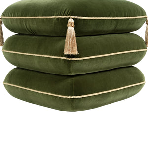 Monarch 19.5" Tassled Ottoman, Olive